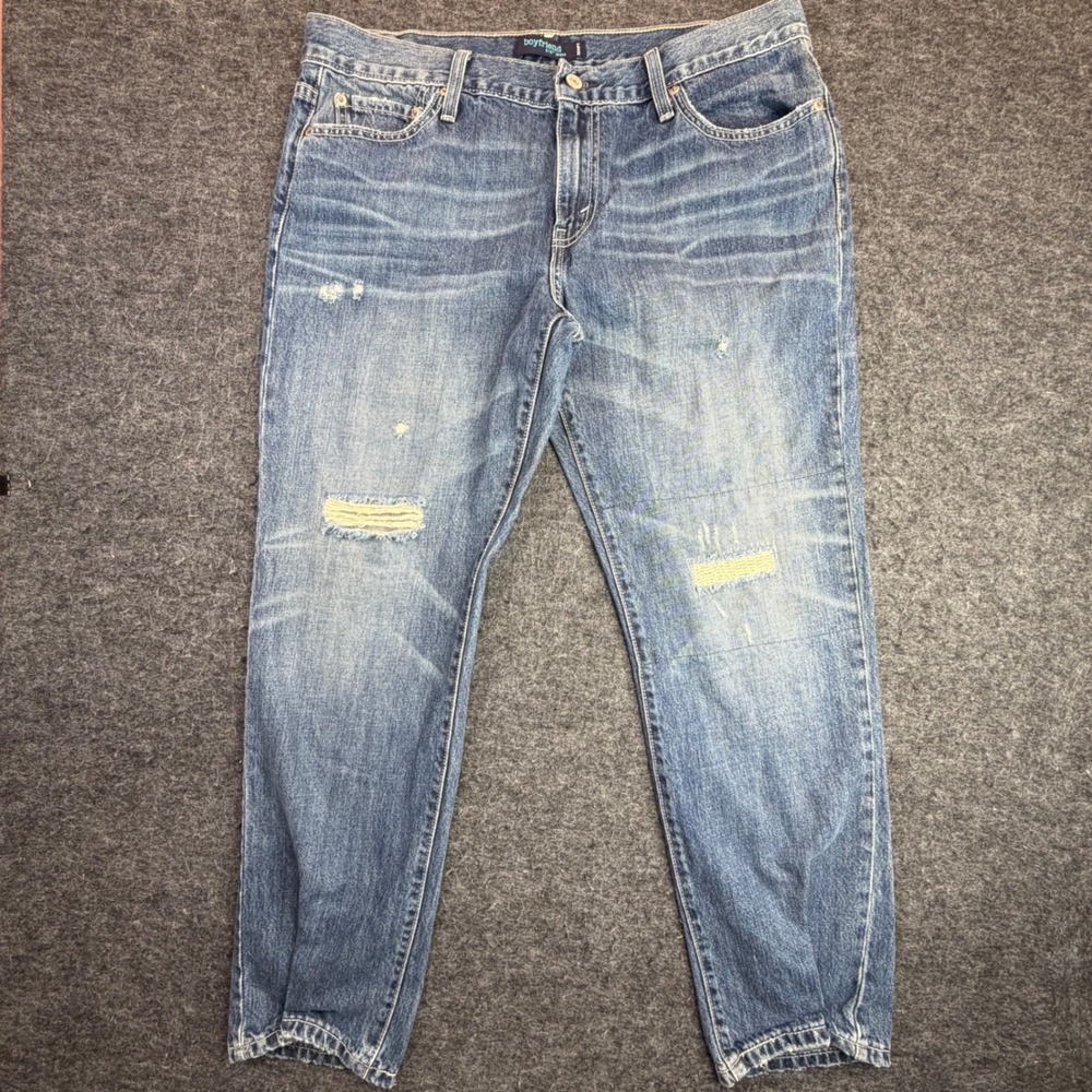 Levi's 513 Boyfriend Jeans Womens 13 M Blue Distressed Denim Ankle Cuffed Y2K